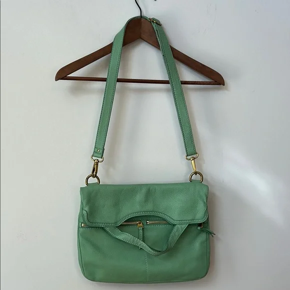 Fossil Green Leather Fold-over Shoulder Bag - Picture 1 of 11
